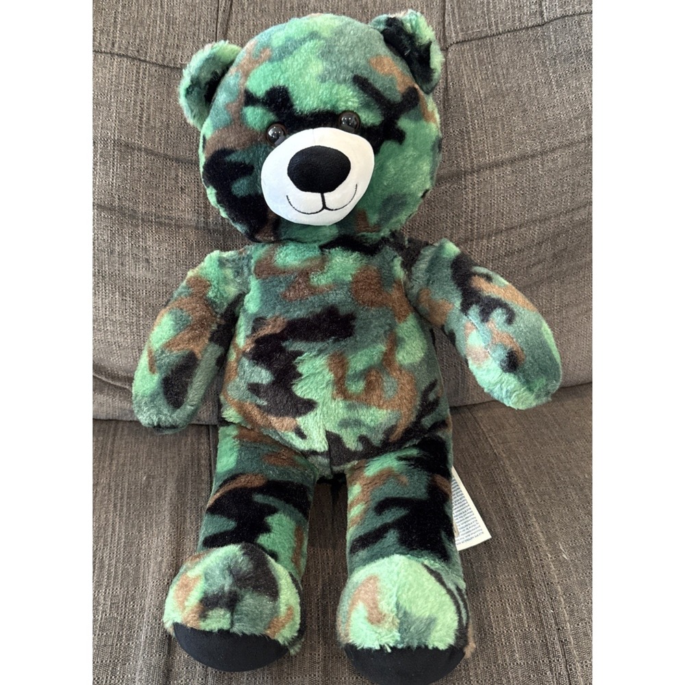 Build-A-Bear Camouflage 18" Teddy Bear Plush‎ Stuffed Animal Military Camo Green